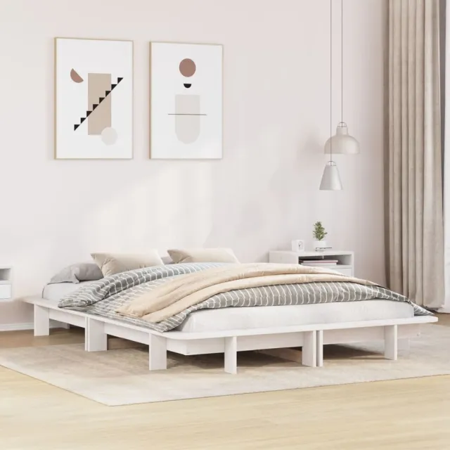 vidaXL Bedframe zonder matras massief grenenhout wit 135x190 cm