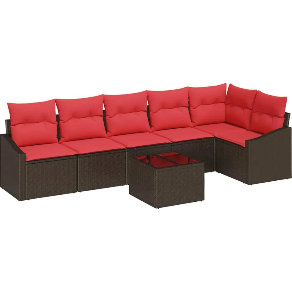 vidaXL Bankstel 7 st Bruin poly rattan