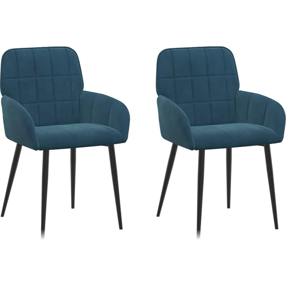 vidaXL Eettafelstoelen 2 st fluweel Blauw 56.5 x 50 x 85 cm, foto 3