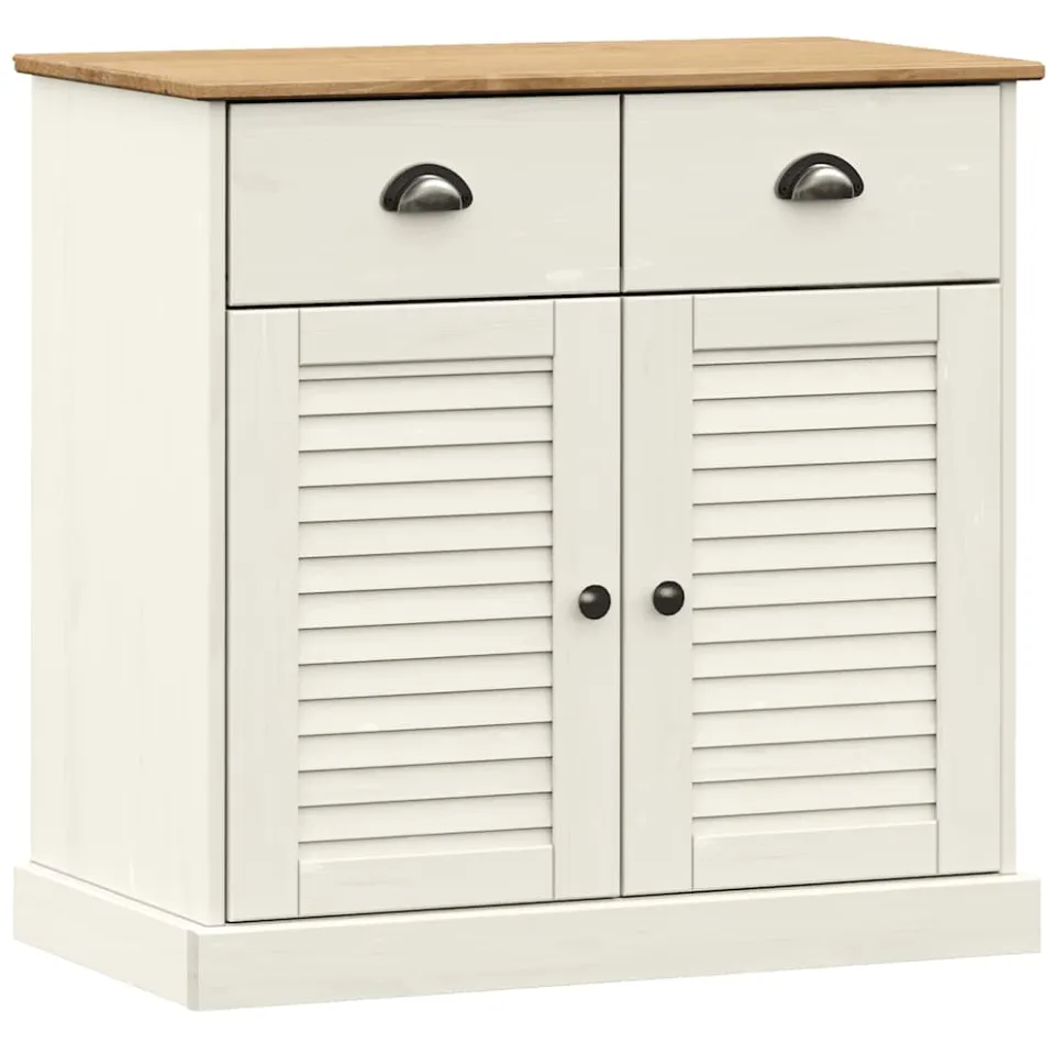 vidaXL Dressoir met lades VIGO 78x40x75 cm massief grenenhout wit, foto 3