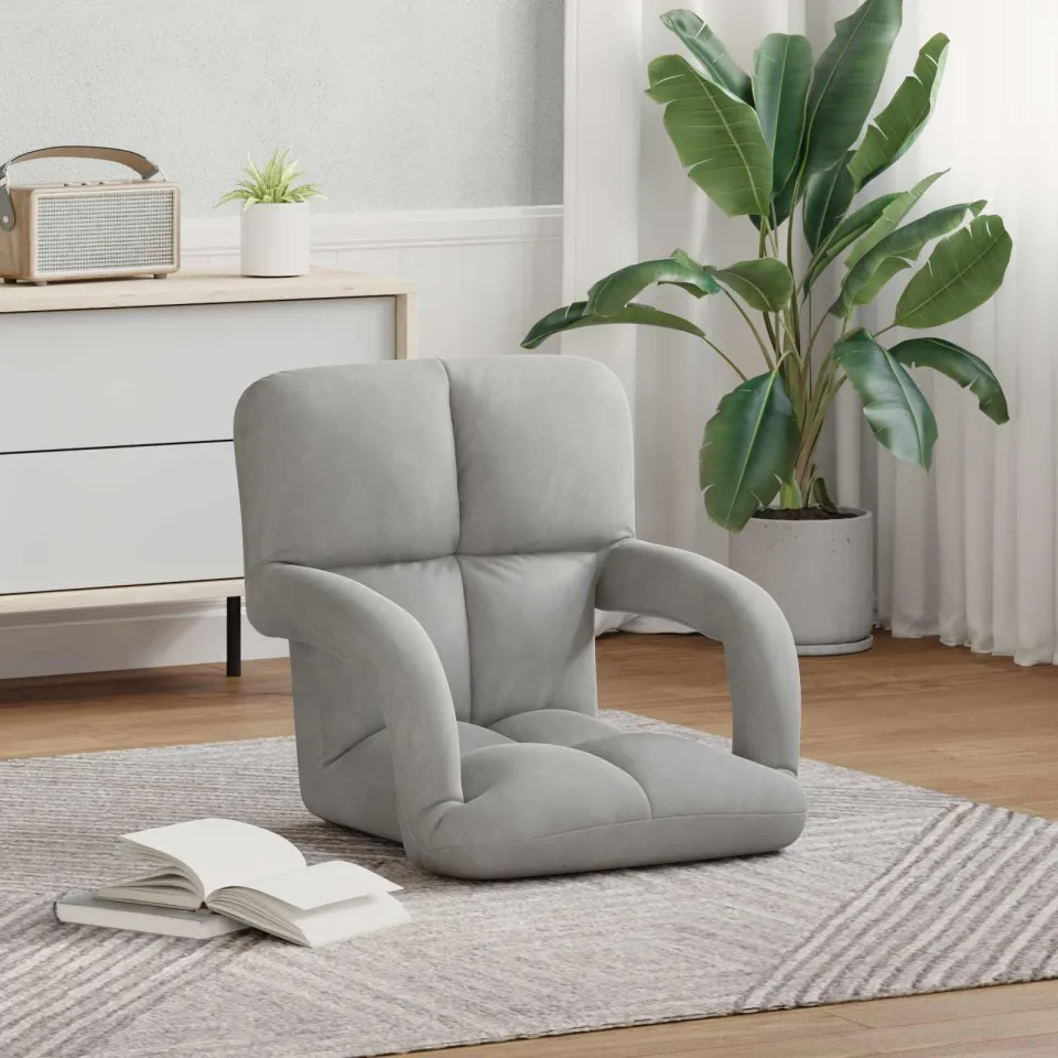 vidaXL Verstelbare vlo stoelen Lichtgrijs Fluweel, foto 3