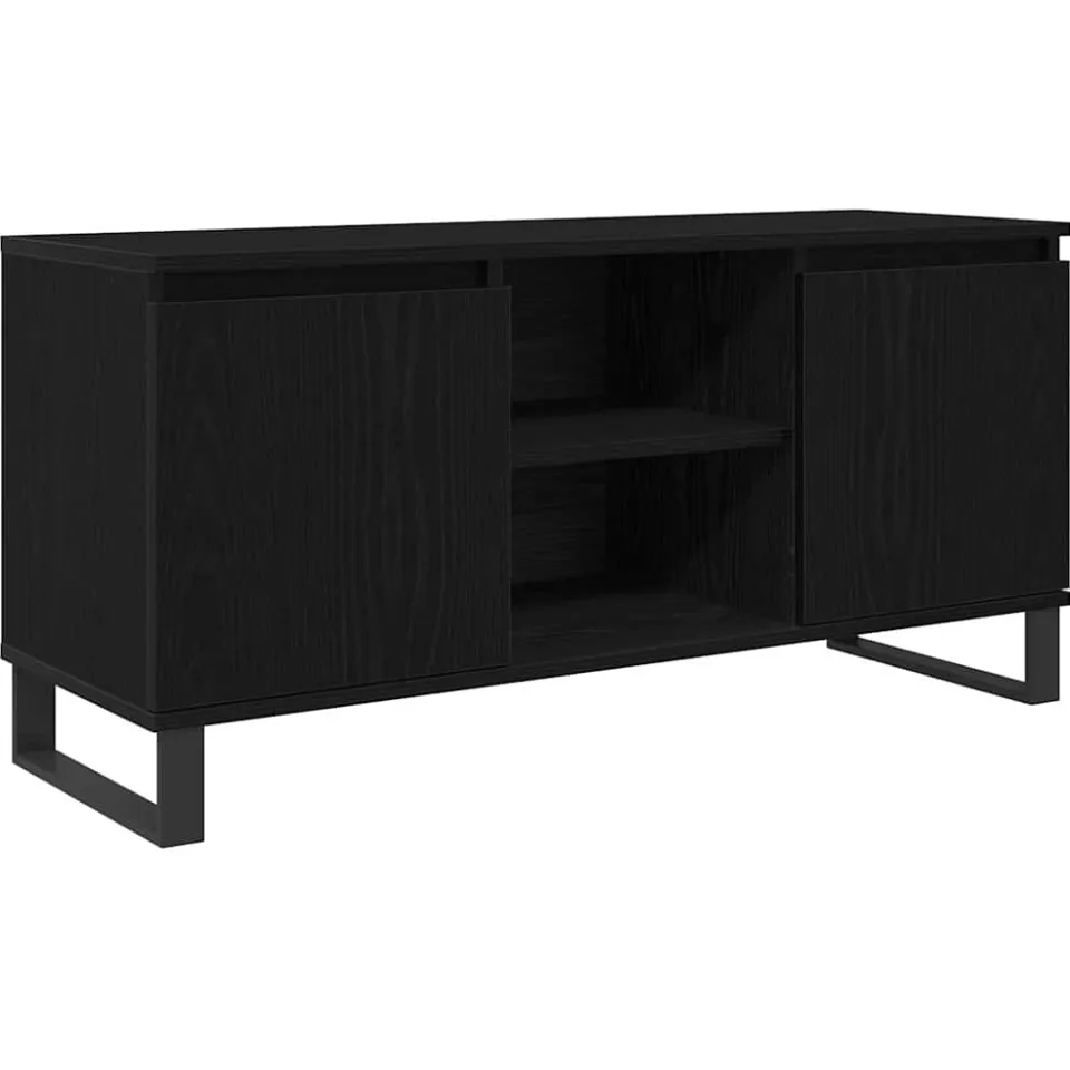 vidaXL TV-kast 104 x 35 x 50 cm Zwart Eiken Bewerkt hout, foto 3