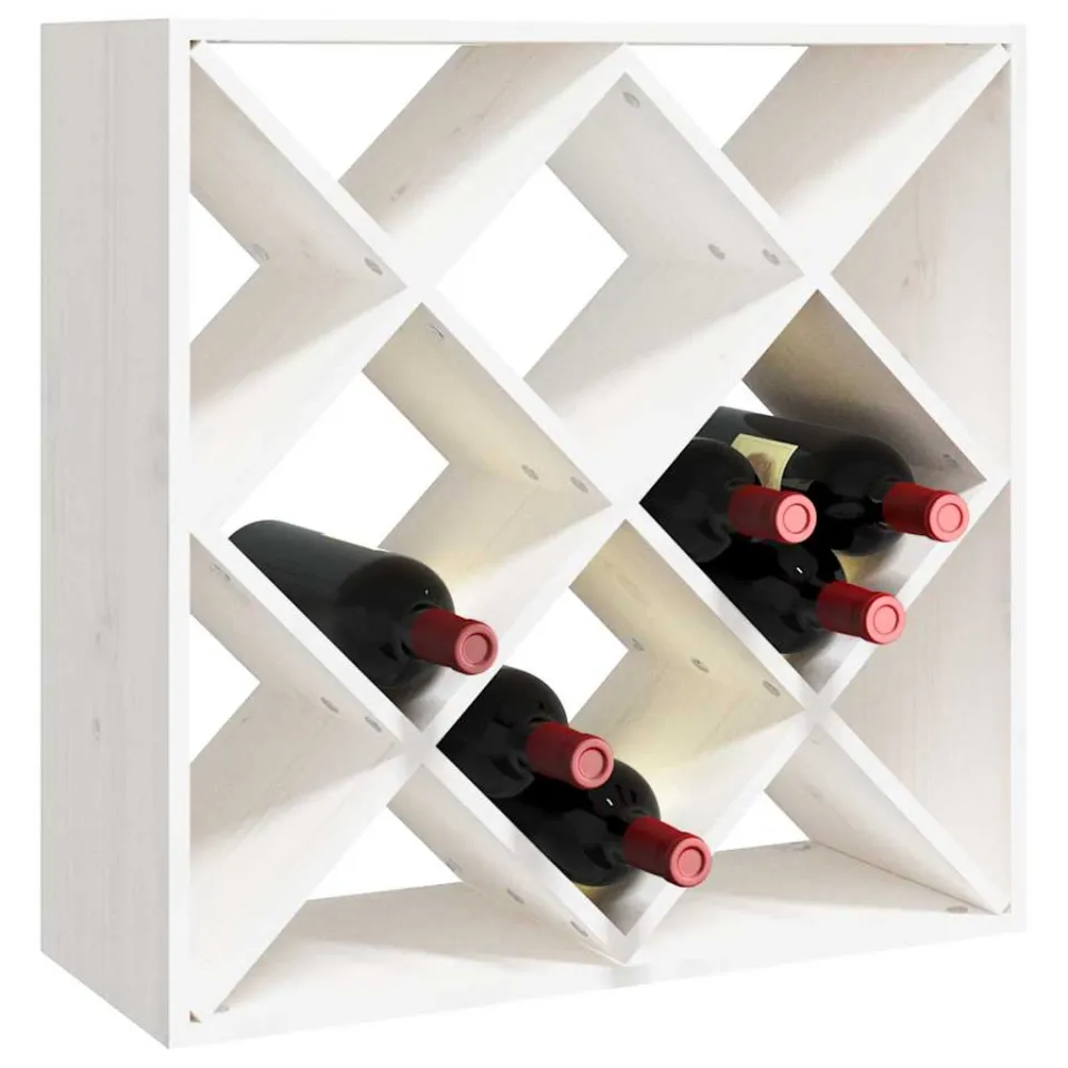 vidaXL Wijnkast 62x25x62 cm massief grenenhout wit