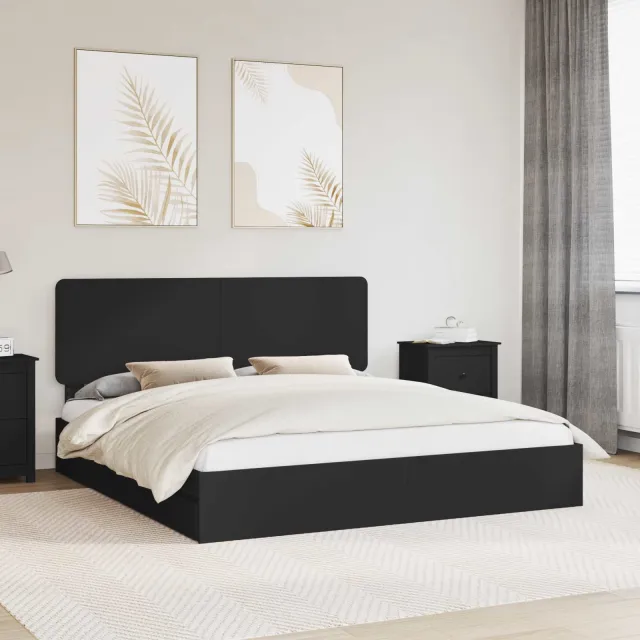 vidaXL Opslag bed met lade met opslag Zwart 200 x 200 cm Bewerkt hout