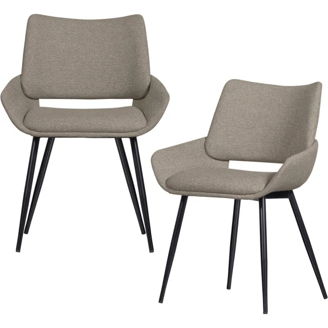 WOOOD Parade Eetkamerstoelen - Melange Stof - Zand - Set van 2