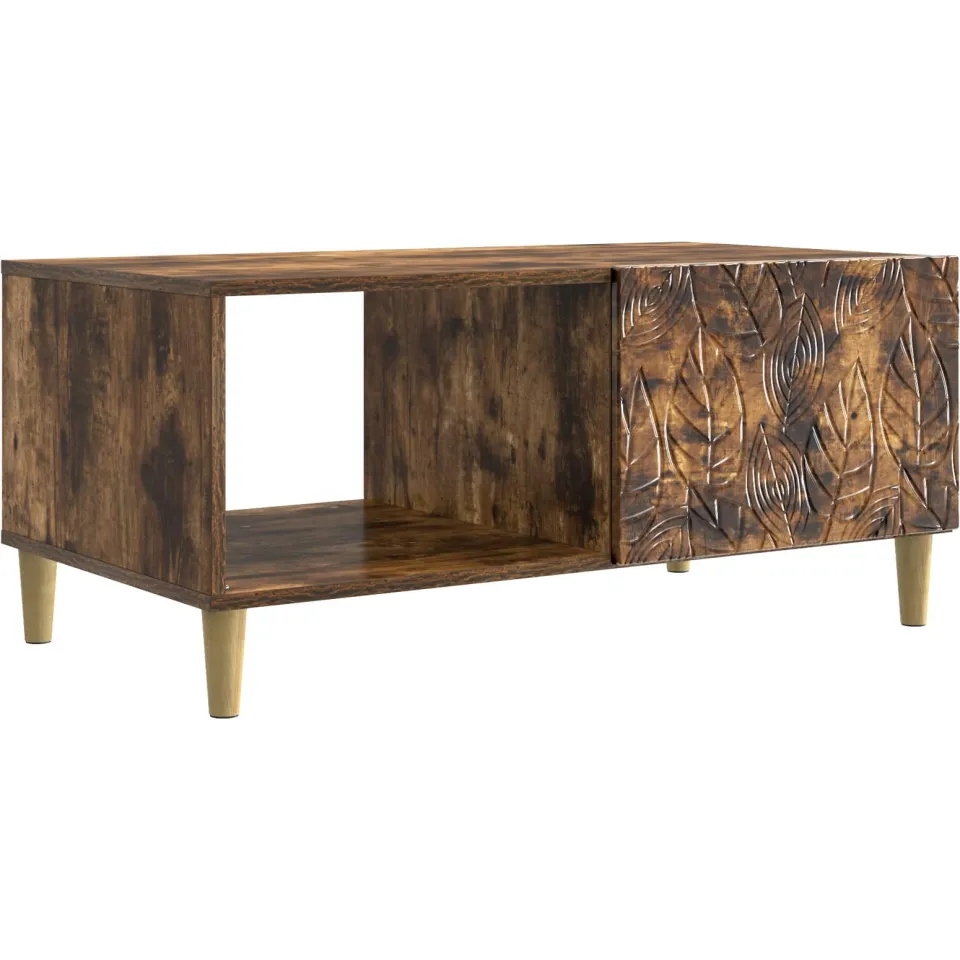 vidaXL Salontafel Gerookt eiken 90 x 50 x 40 cm Bewerkt hout, foto 3