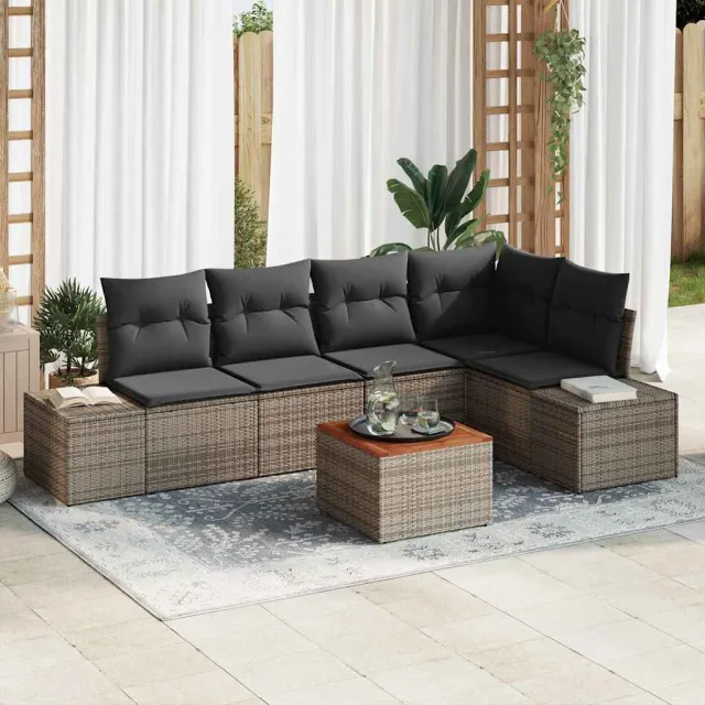 vidaXL Tuinbankenset 6 st Grijs poly rattan, foto 2