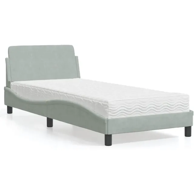 vidaXL Bed met matras "Dover" fluweel lichtgrijs 80x200 cm