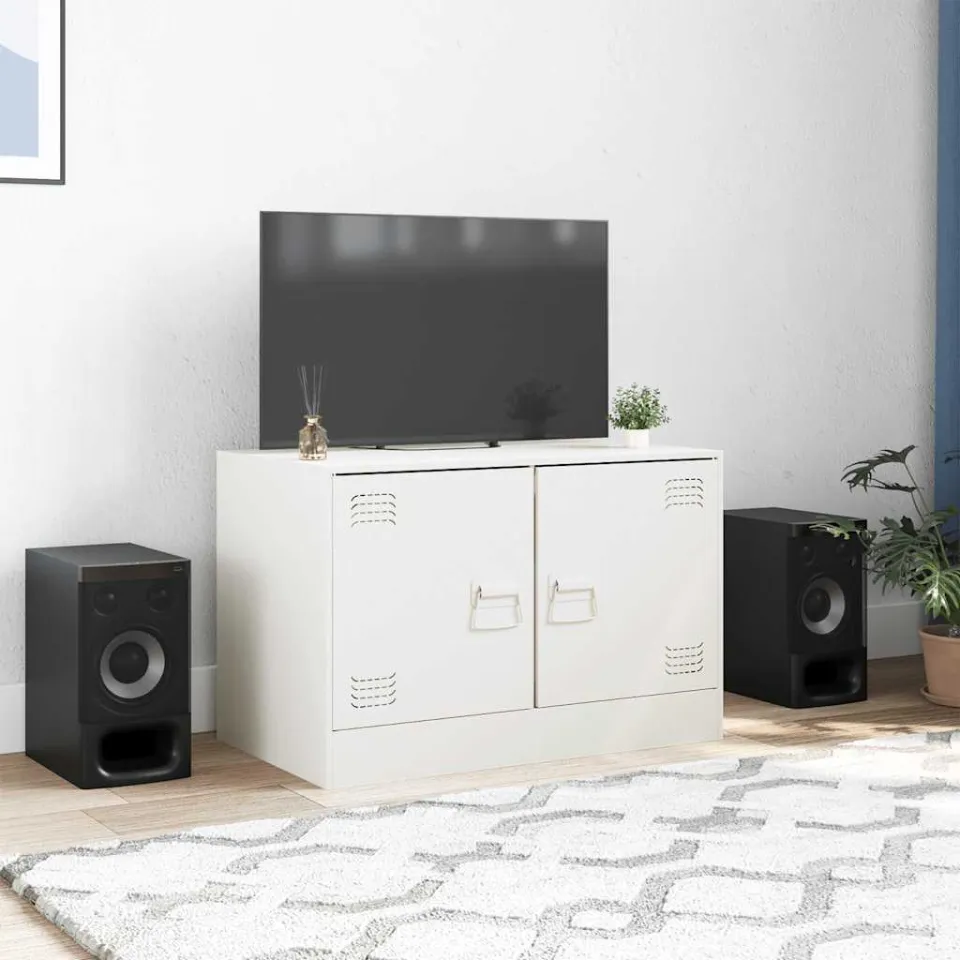 vidaXL Tv-meubel 67x39x44 cm staal wit, foto 3