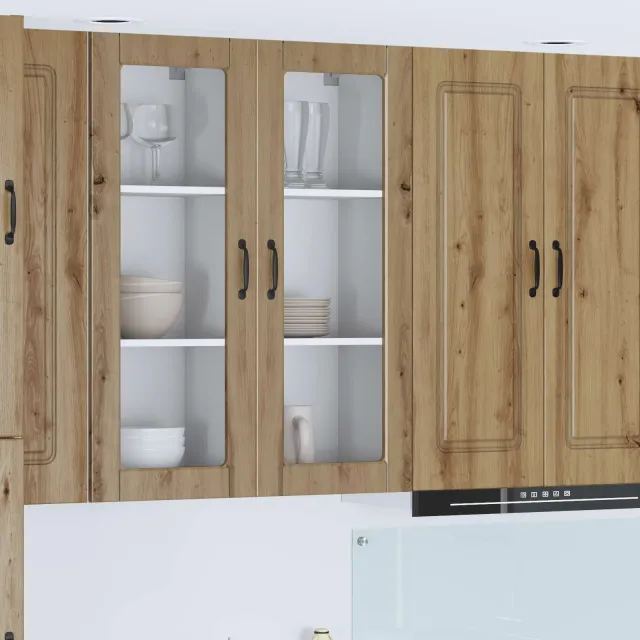 vidaXL Wandglas cabinet PORTO Artisanaal eiken 40 x 31 x 100 cm Bruin