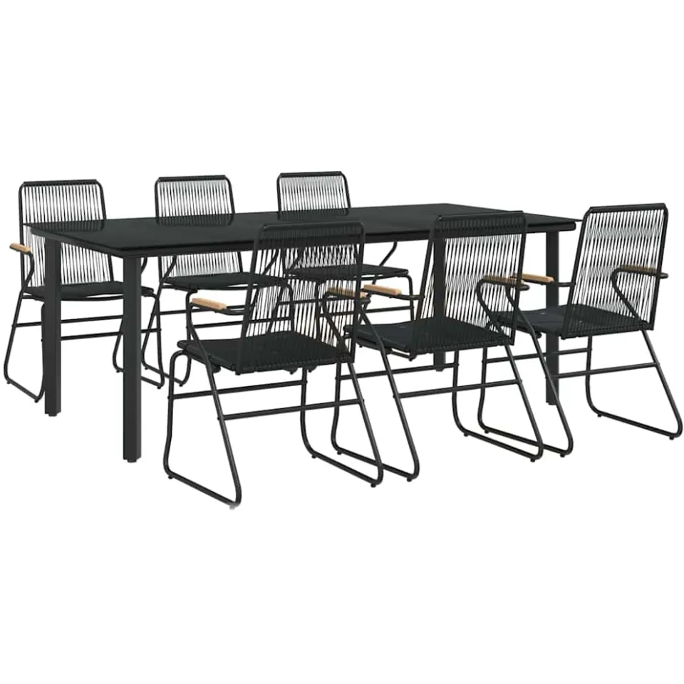 vidaXL 7-delige Tuinset PVC-rattan zwart