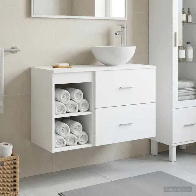 vidaXL Badkamerkastenset 2 st Wit 79,5 x 35 x 80 cm Bewerkt hout, foto 2