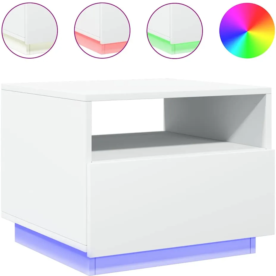 vidaXL Salontafel met LED-verlichting 50x49x40 cm wit, foto 3