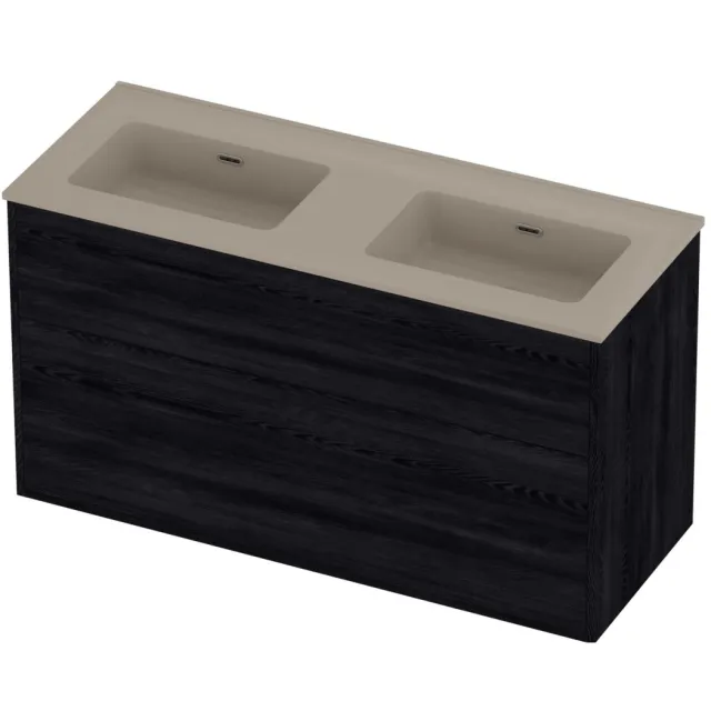 Proline Tribute Badmeubelset Porselein Elegant 120x46x67 cm Mat Crème Cotton Black Oak Eiken