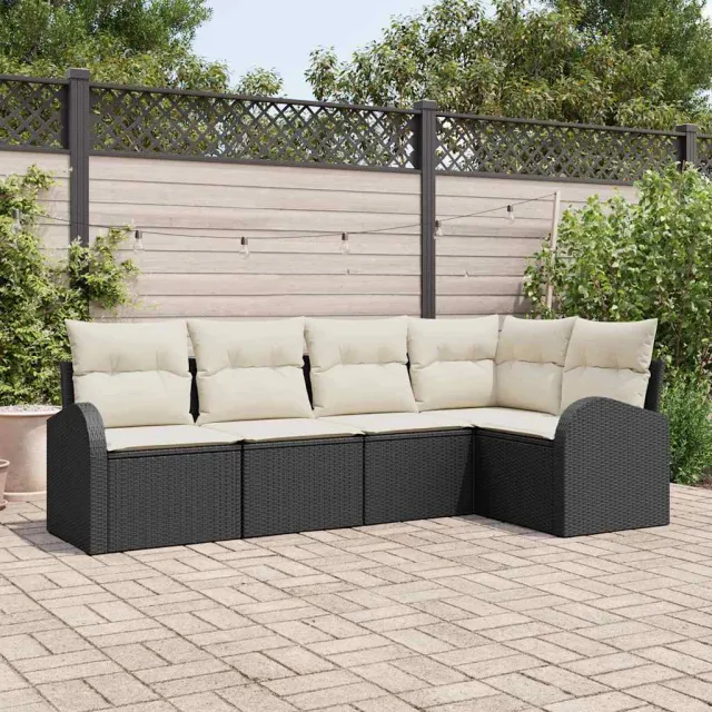 vidaXL Bankstel 5 st Zwart Polyester, foto 2