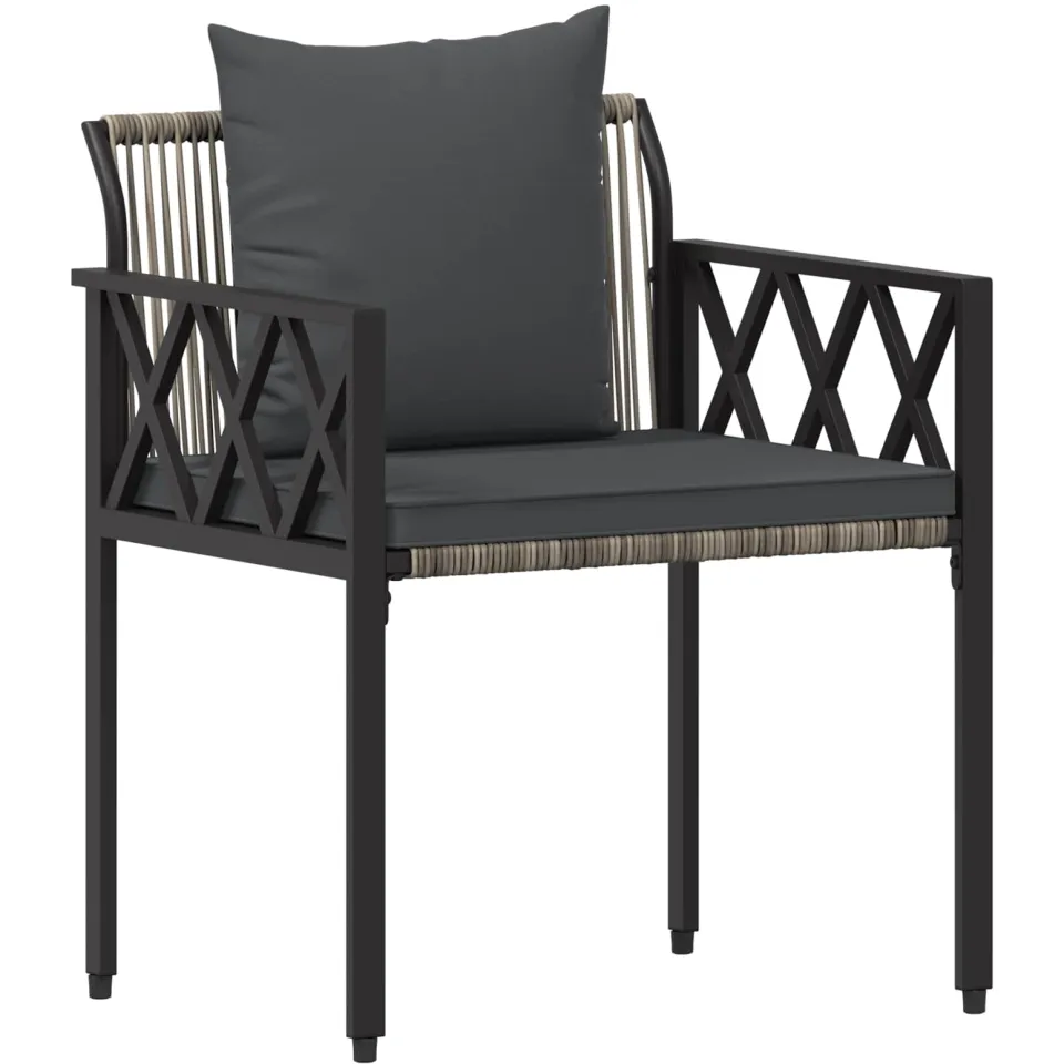 vidaXL tuinmeubelset 4 st Grijs en Donkergrijs poly rattan, foto 4