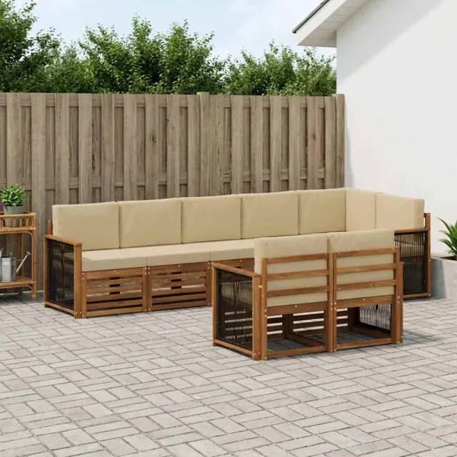 vidaXL Buiten bankenset 7 st 8-zits Natuurlijk en Beige