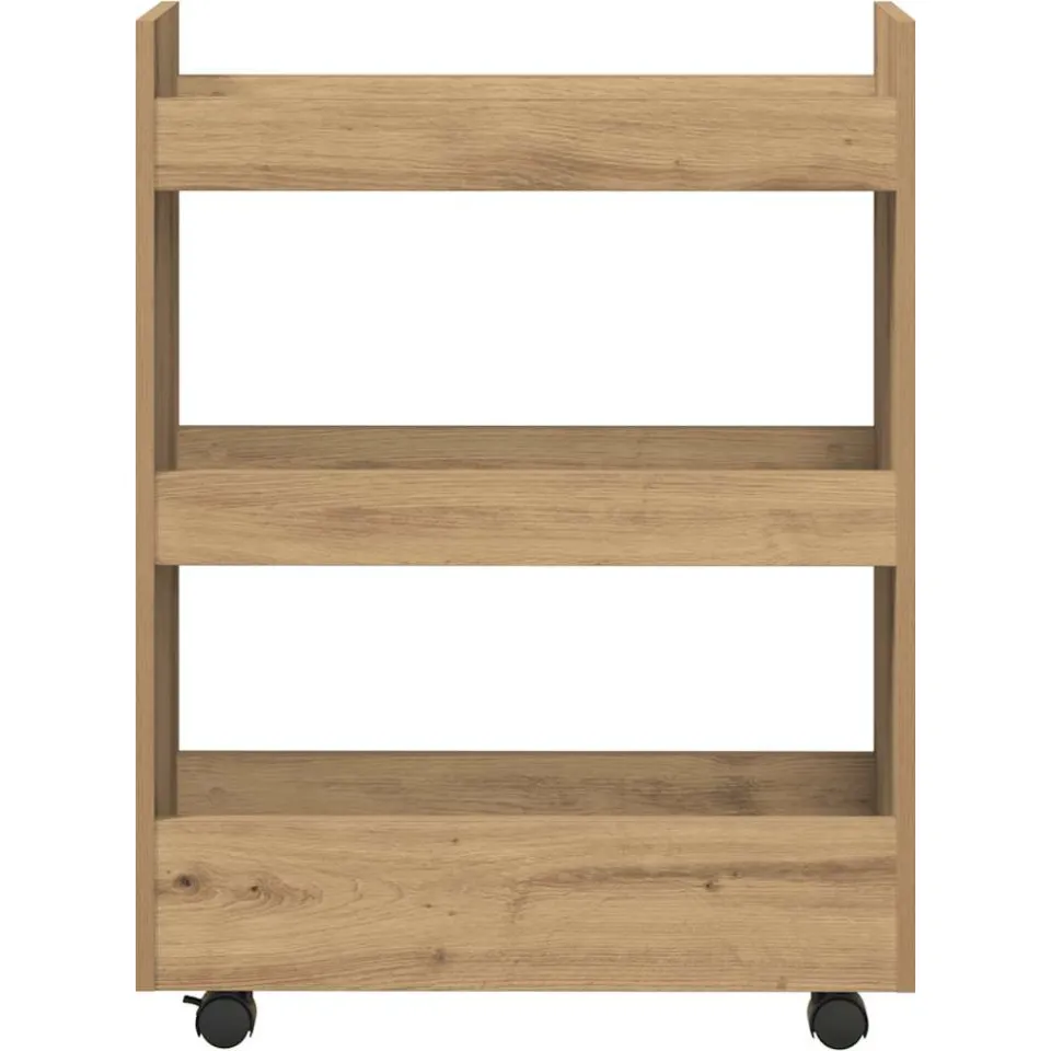 vidaXL Opbergtrolley smal 3-laags bewerkt hout artisanaal eikenkleurig Bruin