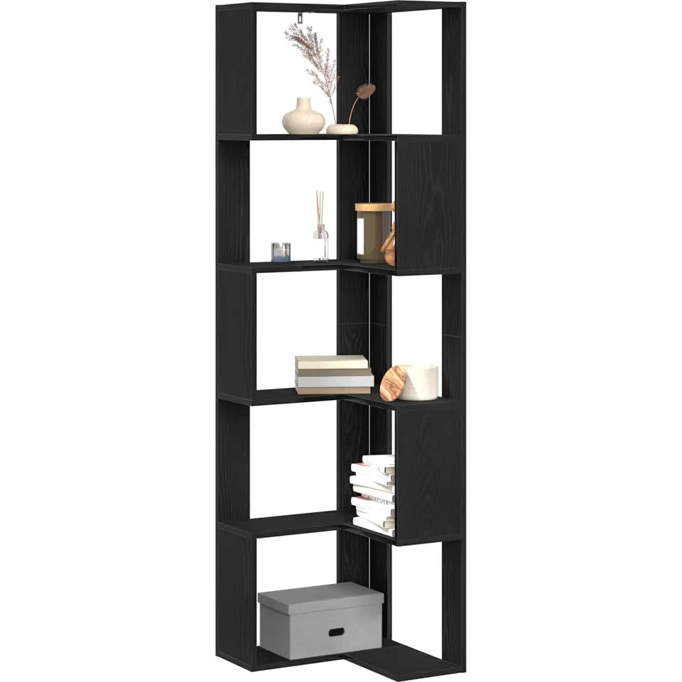 vidaXL Boekenkast 5-laags 50 x 50 x 179 cm Zwart Eiken