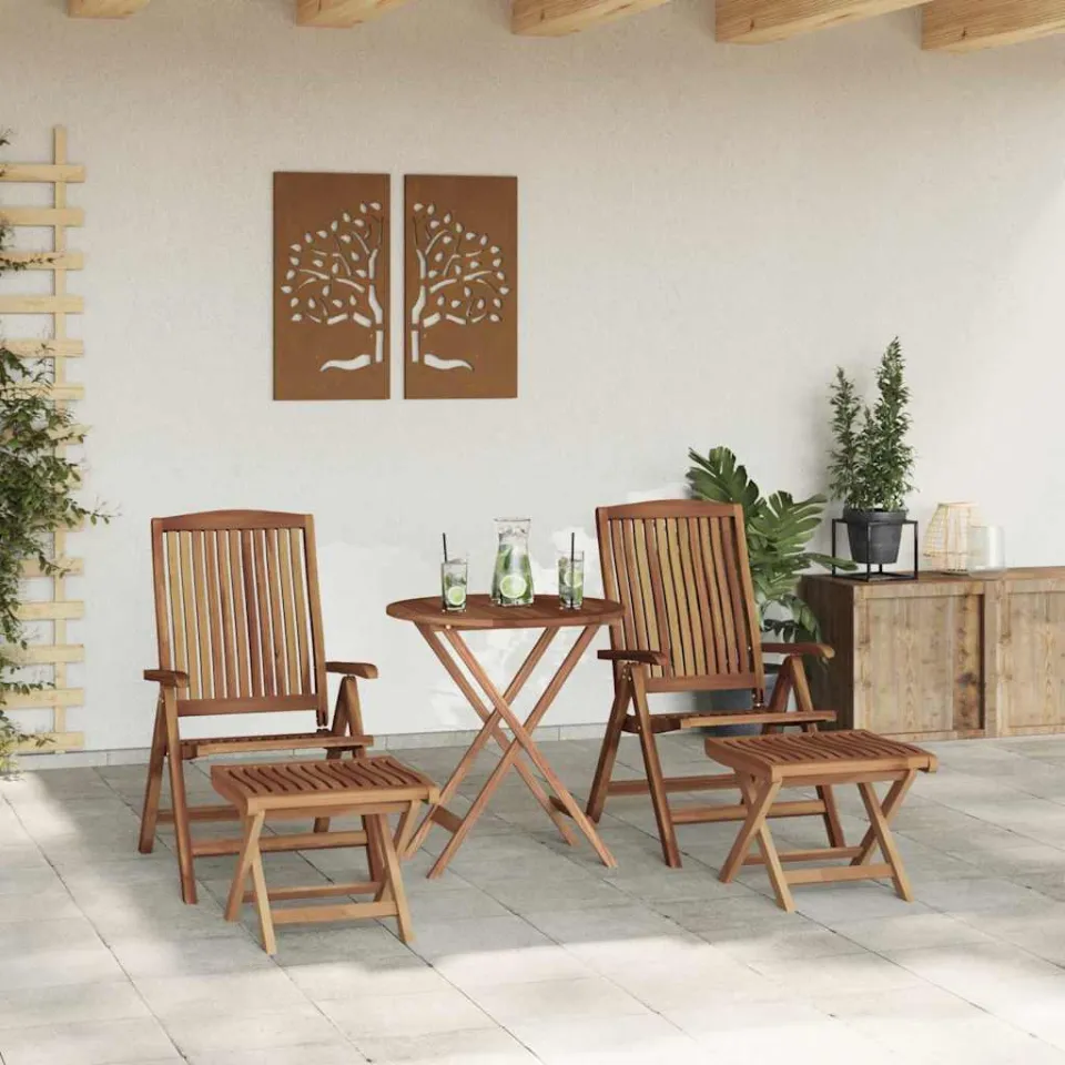vidaXL Tuin eettafelset 4 st Bruin Massief Teakhout, foto 3