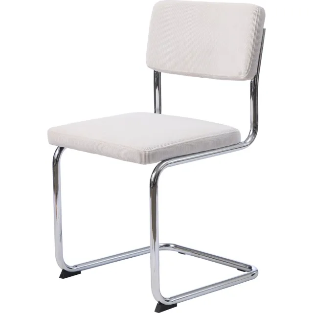 Canvas Studios Fontas eetkamerstoel chroom - rib stof crème zandkleur