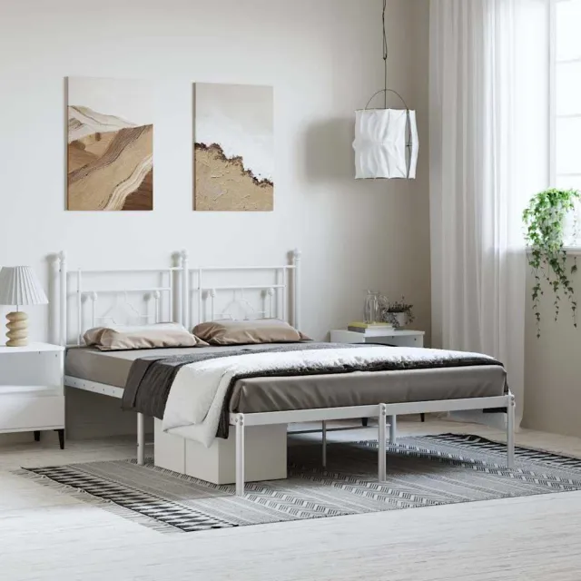 vidaXL Bedframe met hoofdbord metaal wit 193x203 cm