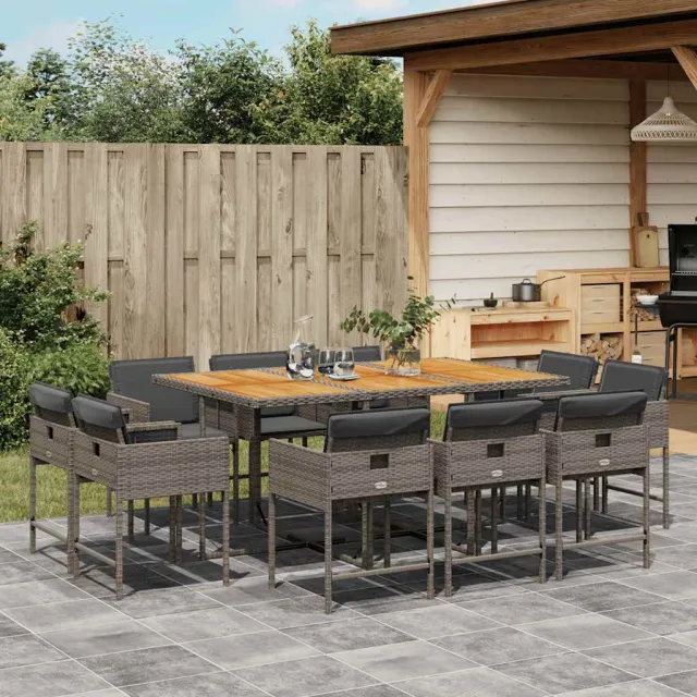 vidaXL 11-delige Tuinset met kussens poly rattan grijs, foto 2