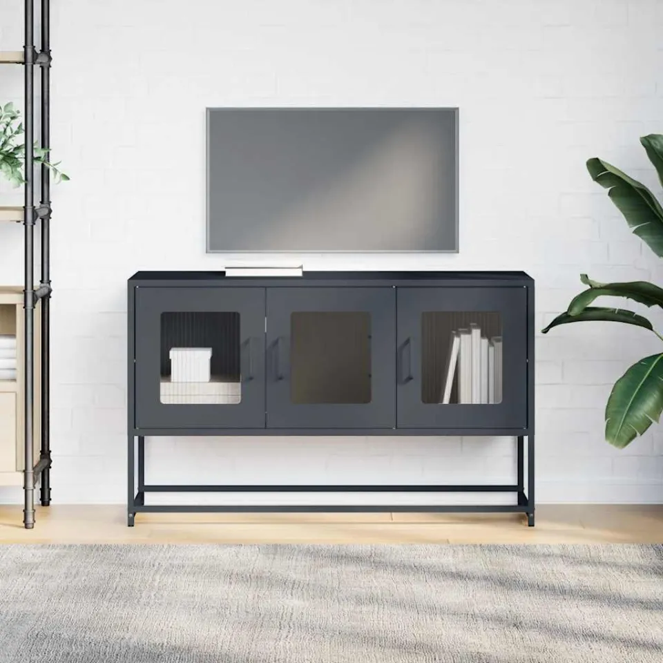 vidaXL Tv-meubel 100,5x39x60,5 cm koudgewalst staal antracietkleurig, foto 3