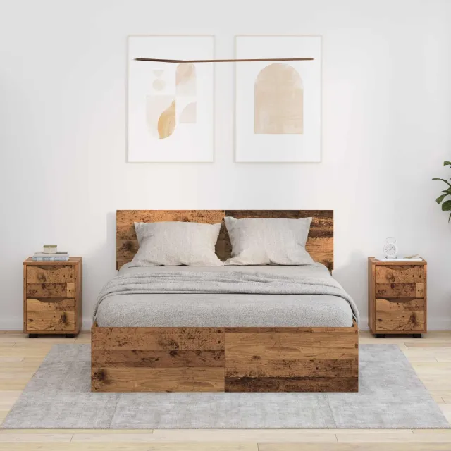 vidaXL Nachtkastjes 2 st Oud Hout 30,5 x 30 x 43 cm Bewerkt hout Bruin