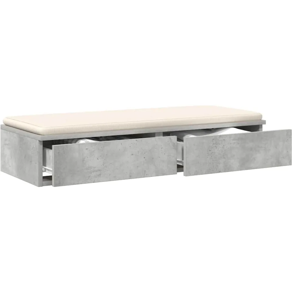 vidaXL Bedlades met lade Beton Grijs 80 x 36,5 x 16,5 cm Bewerkt hout