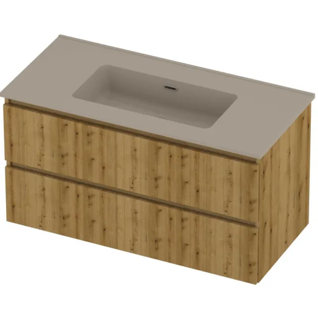 Proline Tribute Badmeubelset Porselein Elegant 100x46x54 cm Mat Crème Cotton Urban Oak Eiken