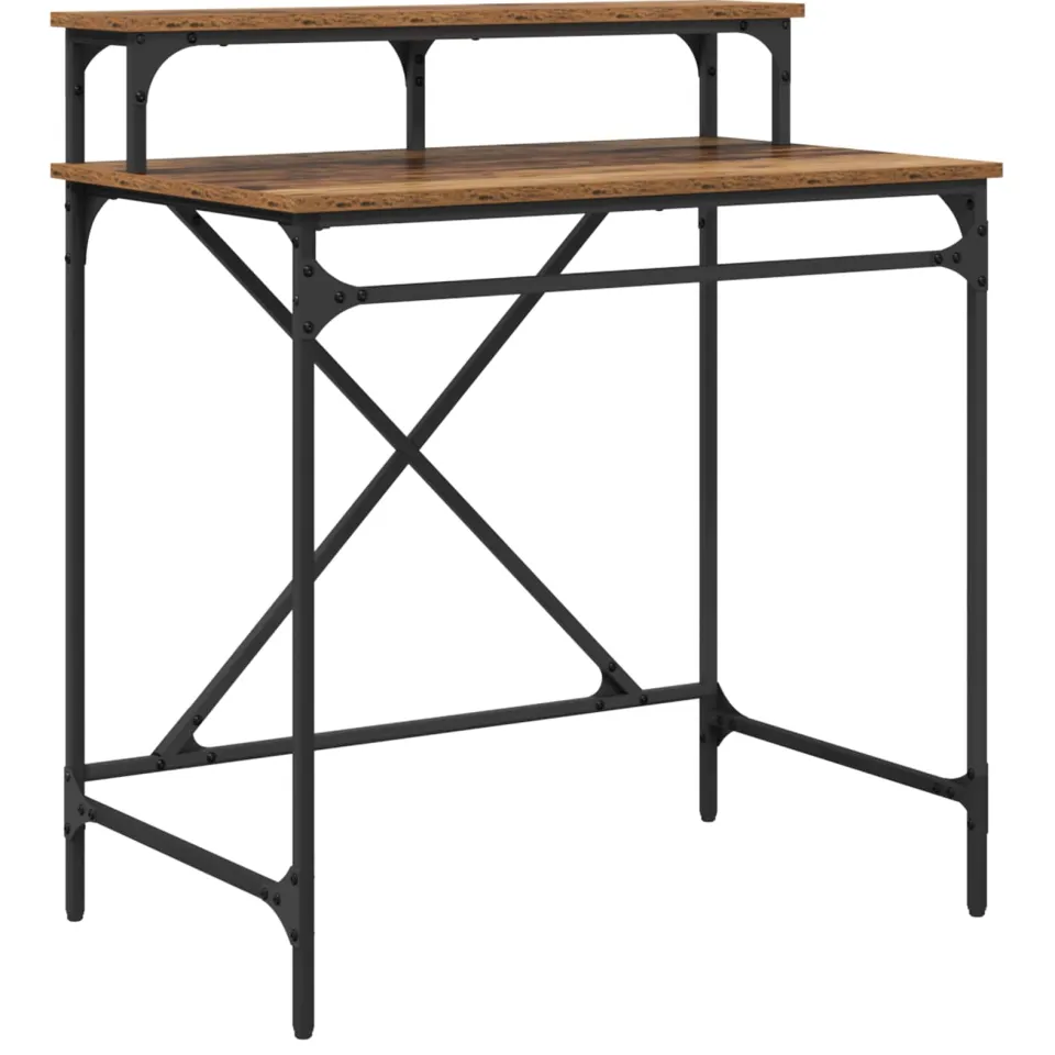 vidaXL Bureau Oud Hout 80 x 50 x 90 cm Bewerkt hout bruin, foto 3