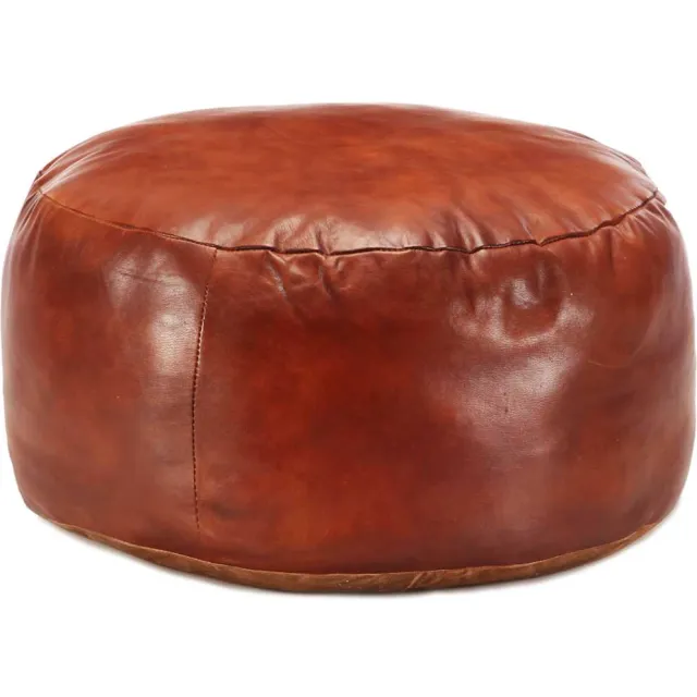 vidaXL Poef 60x30 cm echt geitenleer tan Bruin