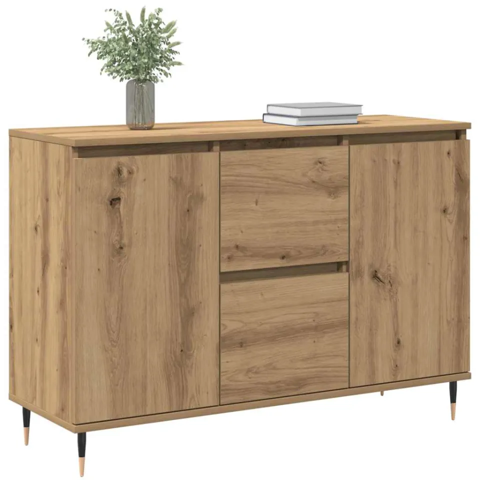 vidaXL Dressoir Artisan Eiken 101,5 x 35 x 70 cm Bewerkt hout Bruin