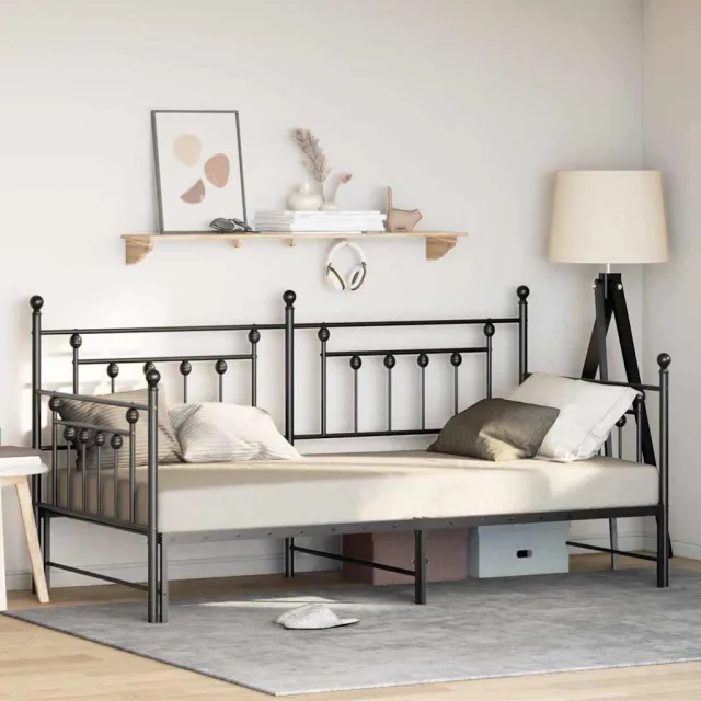 vidaXL Bedframe voor een daybed Zwart 90 x 190 cm Gepoedercoat staal