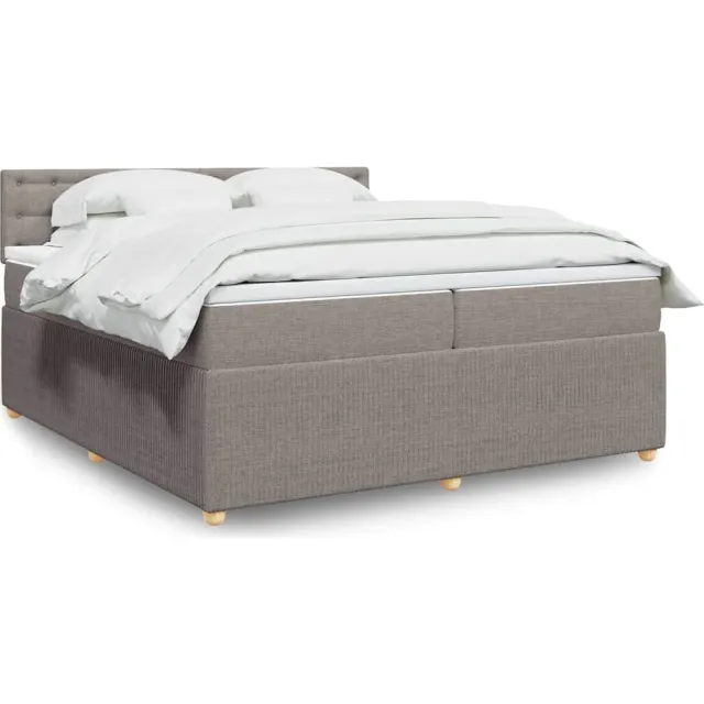 vidaXL Boxspring met matras stof taupe 200x200 cm