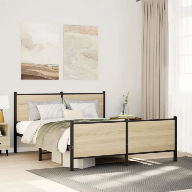vidaXL Bedframe zonder matras metaal sonoma eikenkleurig 160x200 cm