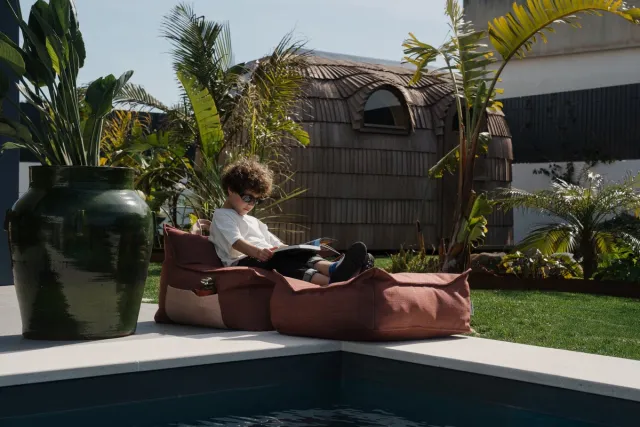 Wigiwama Outdoor Square Ottoman / Poef - 60x60x20cm - Pomegranate Bruin