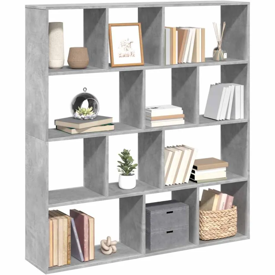 vidaXL Boekenkast 132x29x141,5 cm bewerkt hout betongrijs grijs, foto 3