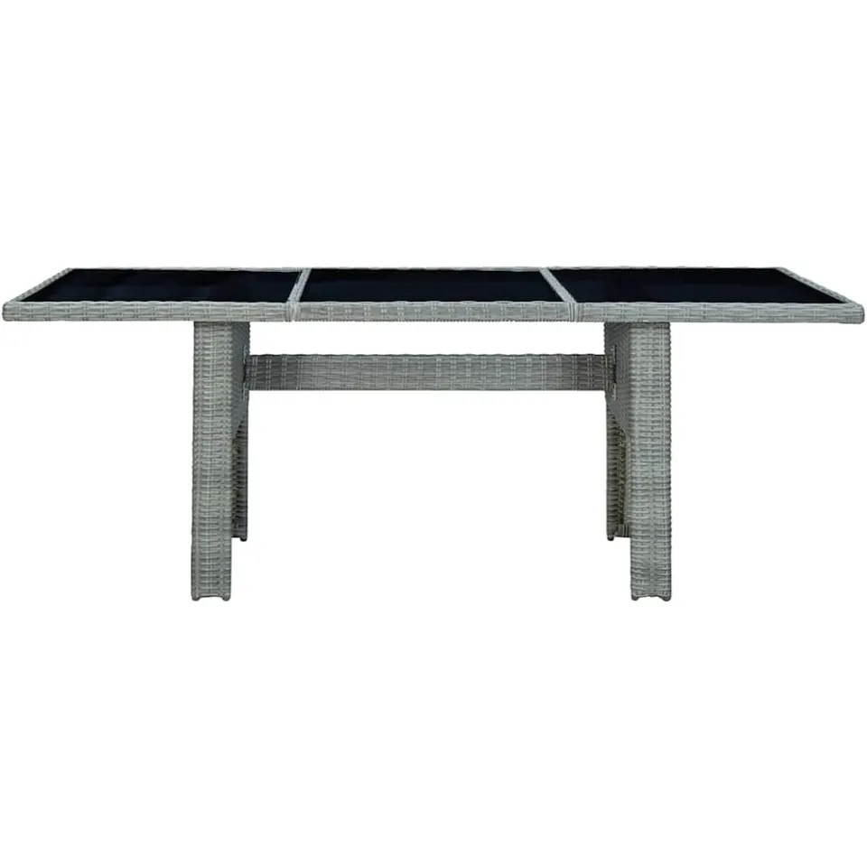 vidaXL Tuintafel poly rattan en gehard glas lichtgrijs