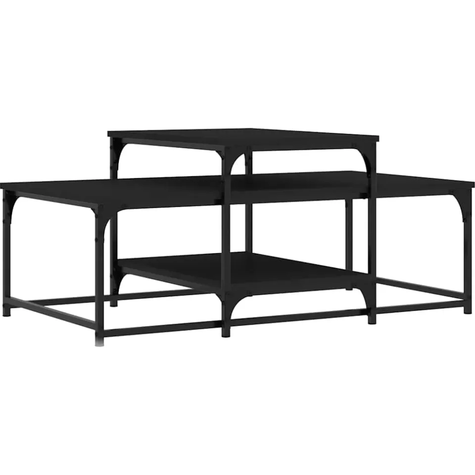 vidaXL Salontafel 102x60x45 cm bewerkt hout zwart, foto 3