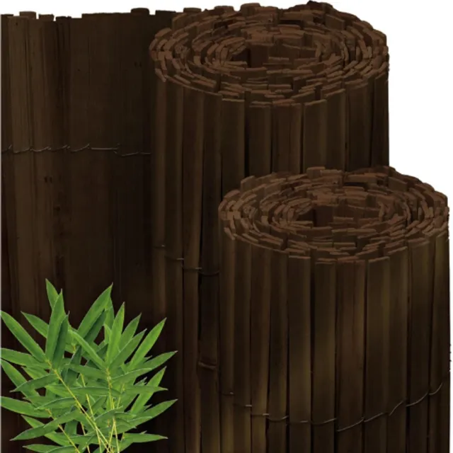 Thuys Privacy Scherm Bamboo – Weerbestendig Bamboe Mat Wind Scherm Tuin Balkonscherm – Donkerbruin – 180 x 600 cm