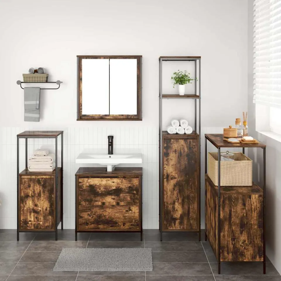 vidaXL Badkamermeubelset 5 st Bruin 36 x 35 x 165 cm Bewerkt hout, foto 3
