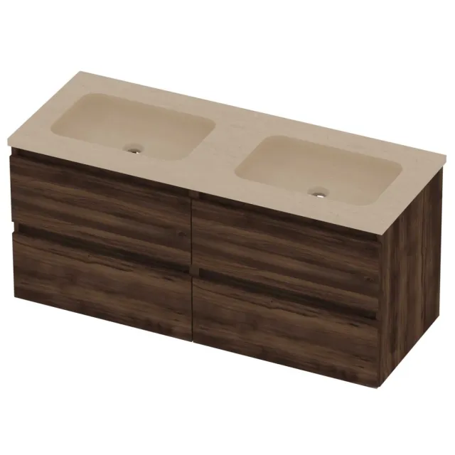 Basic-Line Rocky 46 Badmeubelset Hardsteen 120x46x54 cm R46sseba2x600 Barista Oak Sand Stone Beige
