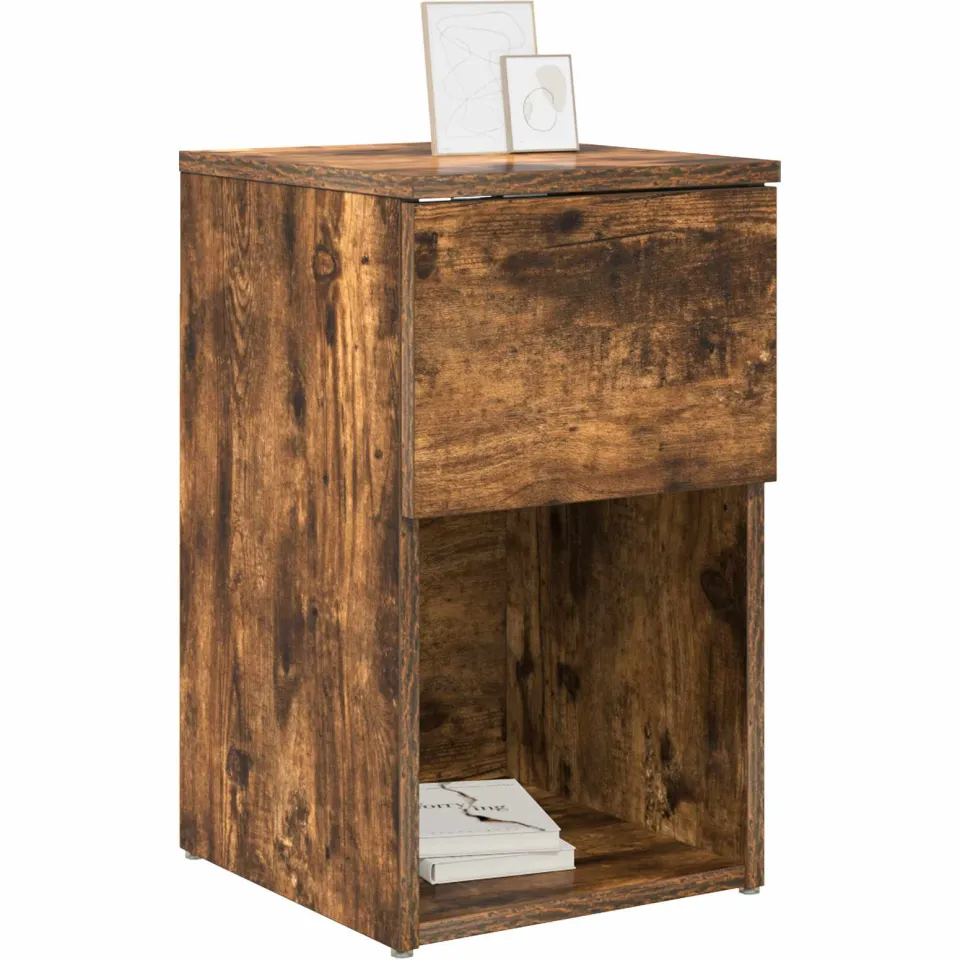 vidaXL Bed kast Gerookt eiken 29 x 31,5 x 49 cm Bewerkt hout, foto 3