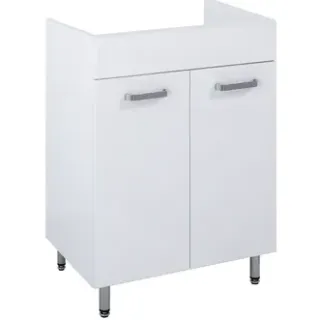 Royo Wastafelonderkast Ava 60cm - Wit Glanzend - Met 2 Deuren - Met Chromen Handgrepen En Poten