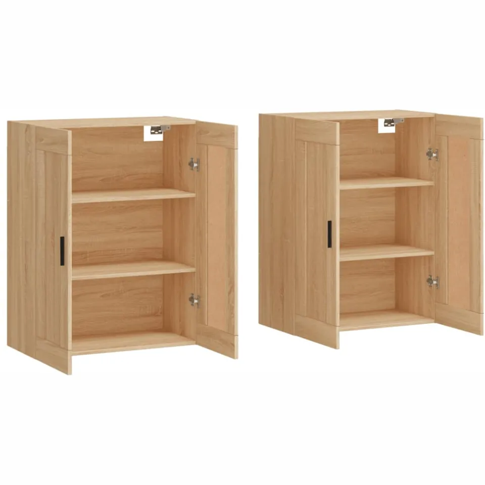 vidaXL Hangkasten 2 st bewerkt hout sonoma eikenkleurig Bruin