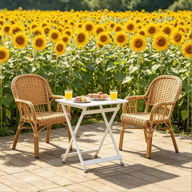 Wishdor Picknicktafel - Opklapbaar lichtgewicht - Aluminium met antislipvoetjes - Voor tuin camping strand balkon - Wit - 50,5 x 46,5 x 60 cm