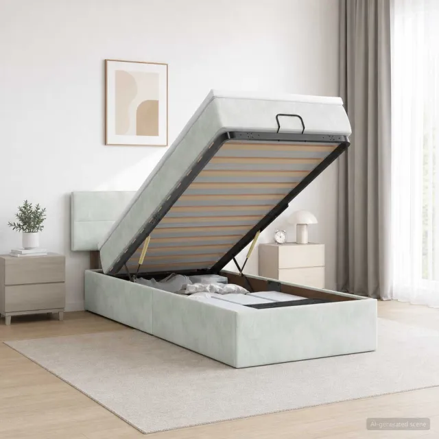 vidaXL Ottoman bed met matras Lichtgrijs 100 x 200 cm Fluweel