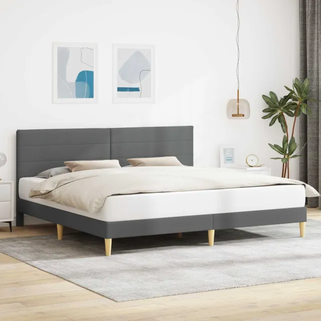 vidaXL Bedframe met hoofdeinde Donkergrijs 180 x 200 cm Stof